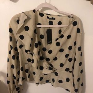 NWT polka dot wrap top